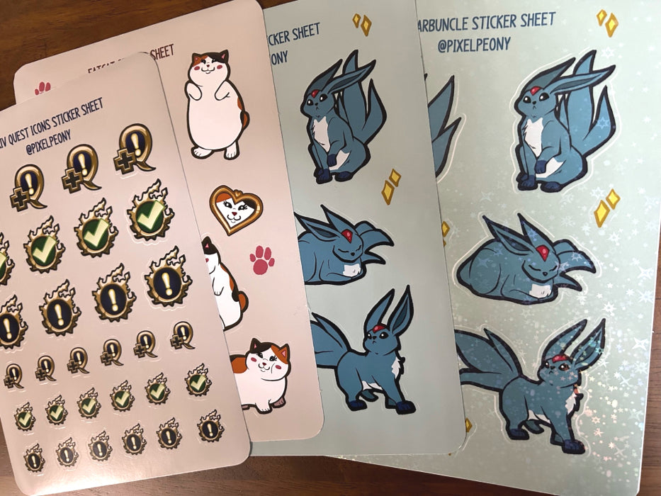 A5 Sticker Sheets - Carbuncle, Fat Cat, Koroks, Quest Icons